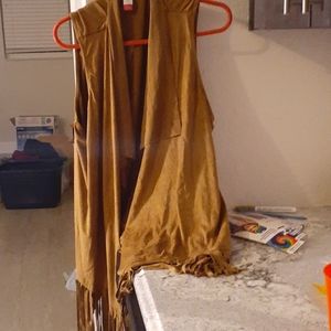 Suede  Fringe Vest Tan